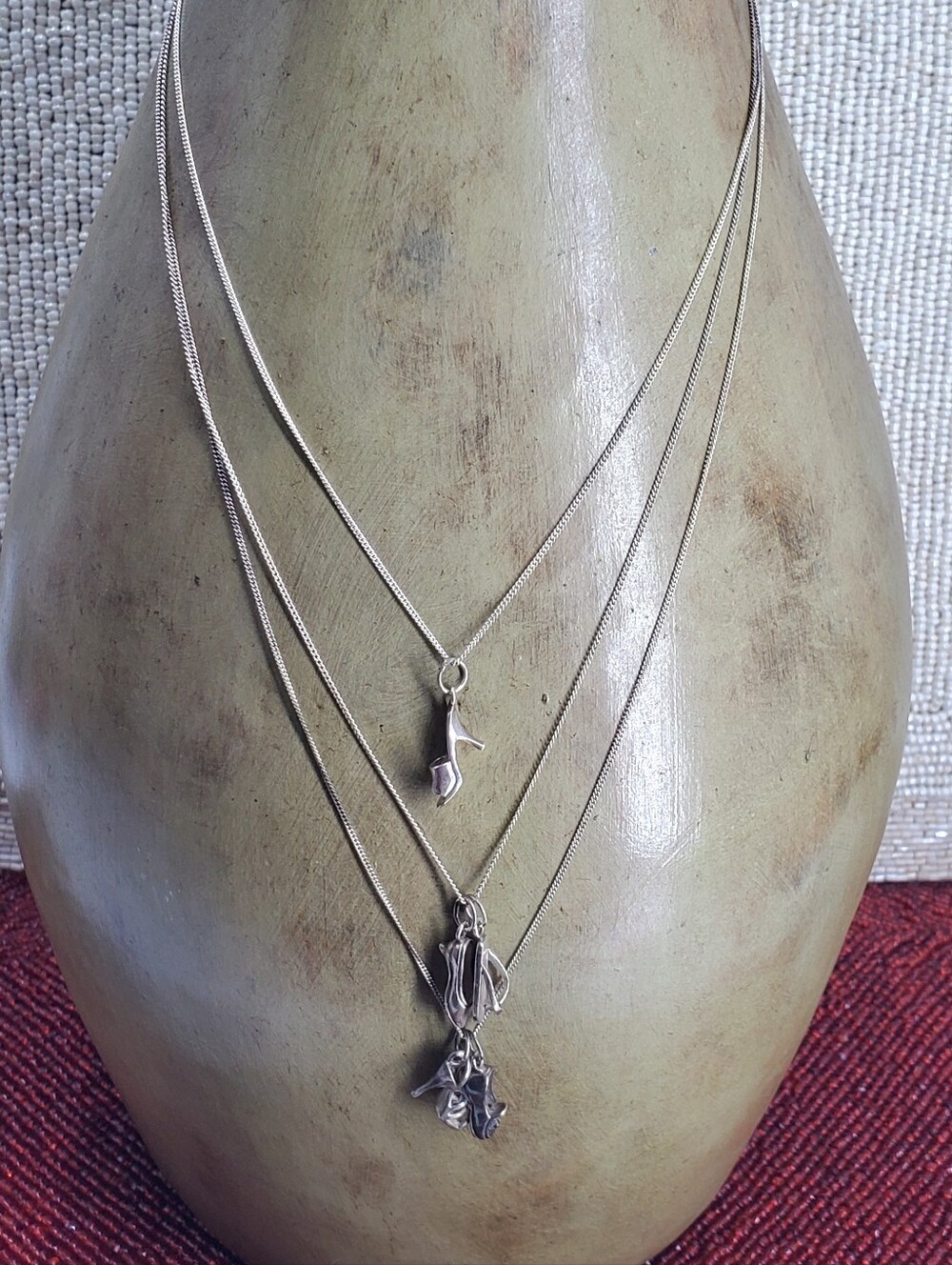 Vintage Mimi & Marge  Sterling  Silver 925  (3) Strand Necklace 20" (J1)